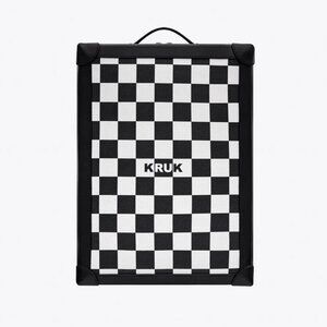 KRUK Checkered Leather Black White Geometric Laptop Bag with Modern Streetwear